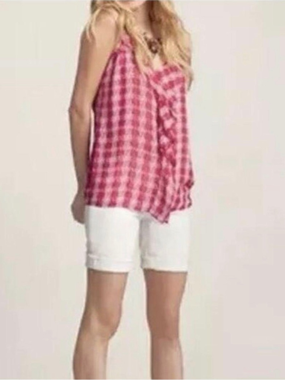 Cabi #341 EUC Ooh La La Cami Pink and White Ruffle Front Cami - Picture 3 of 8
